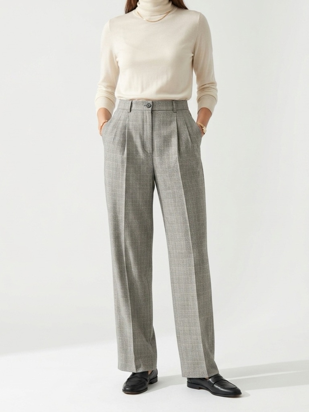 Vintage Pendleton Gray Glen Plaid 100% Wool Pants Women’s Size 12 Dark Academia